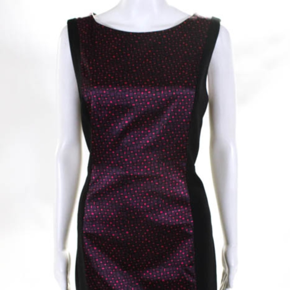 Tahari Black Pink Purple Geometric Dress